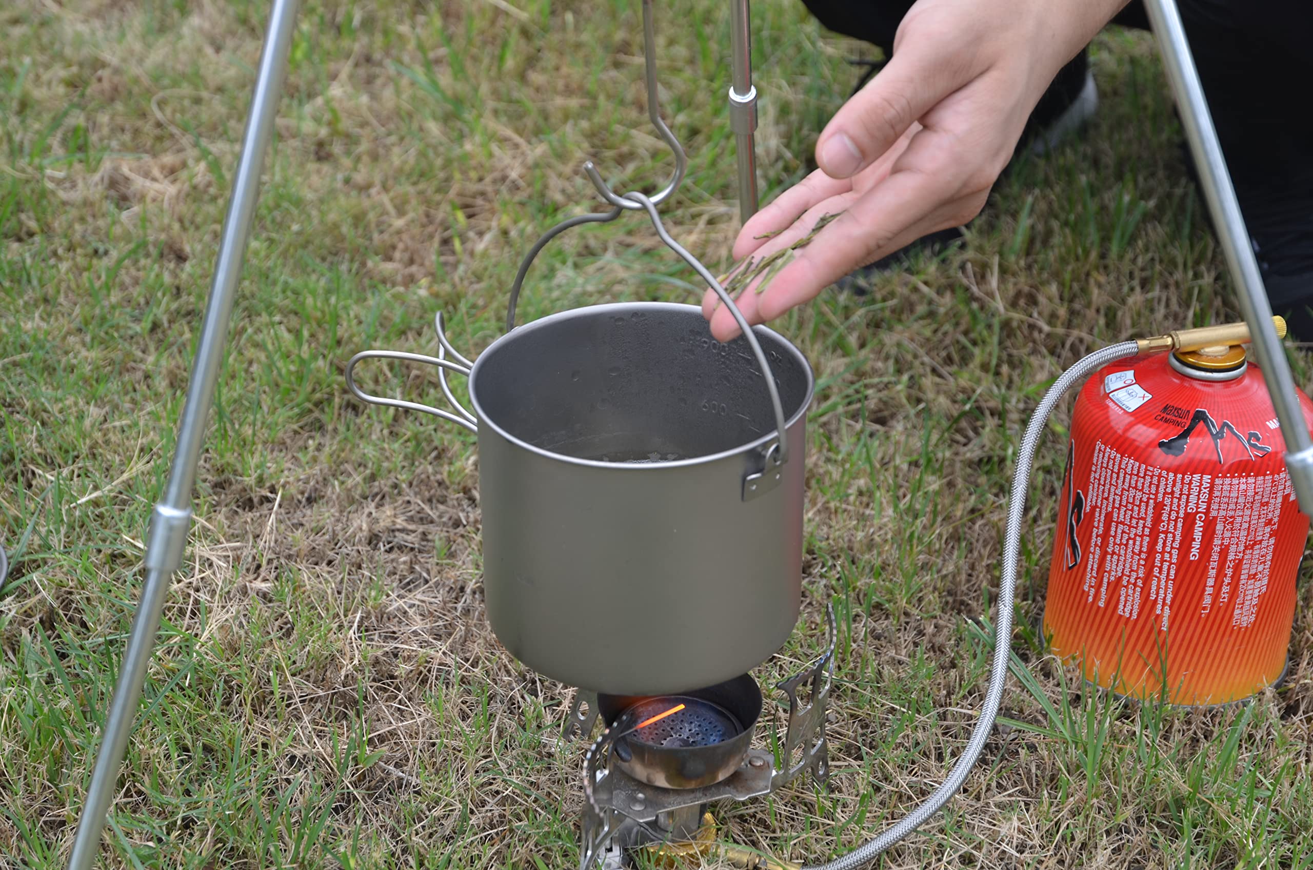 Comtai Titanium Camping Cookware 1100Ml/39 Oz Titanium Pot With Lid And Fotable Handle, Titanium Cook Pot Backpacking For Outdoo