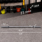 Fitvids Olympic 2-Inch Barbell Bar for Weightlifting and Powerlifting - 700 Pound Capacity - 6-Foot - Silver