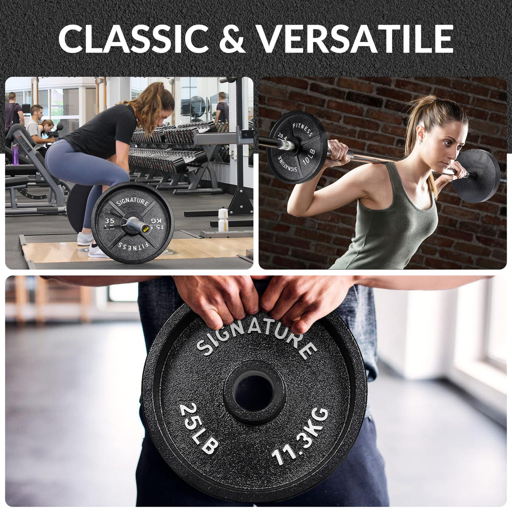 Fitvids Deep Dish 2-Inch Olympic Cast Iron Weight Plates with E-Coating  35lb (SET OF 2)  Black