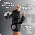 Harbinger Pro Wristwrap Gloves 3.0 - Enhanced Grip, Superior Wrist Support, Breathable 4-Way Stretch Lycra, Durable Leather Palm