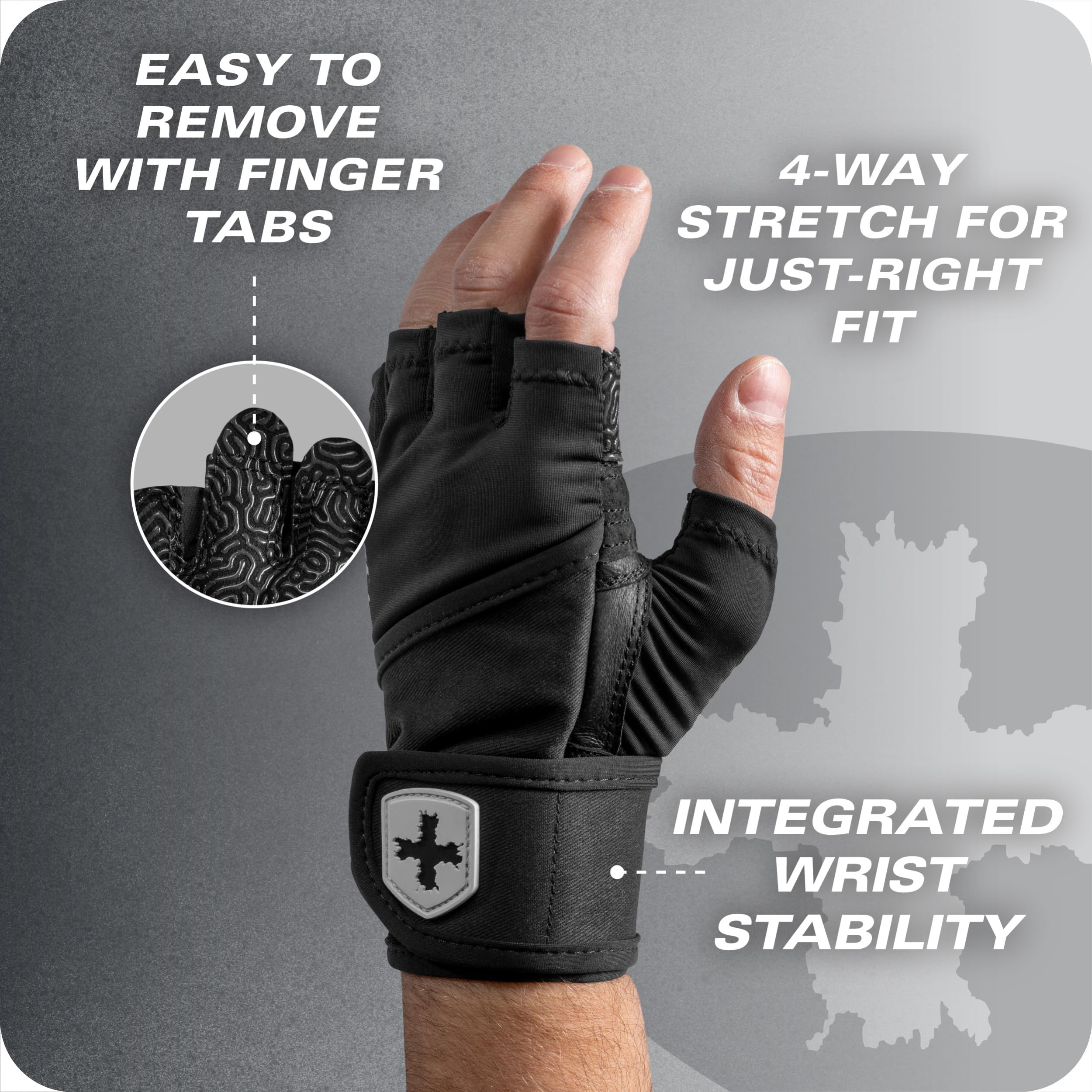 Harbinger Pro Wristwrap Gloves 3.0 - Enhanced Grip, Superior Wrist Support, Breathable 4-Way Stretch Lycra, Durable Leather Palm