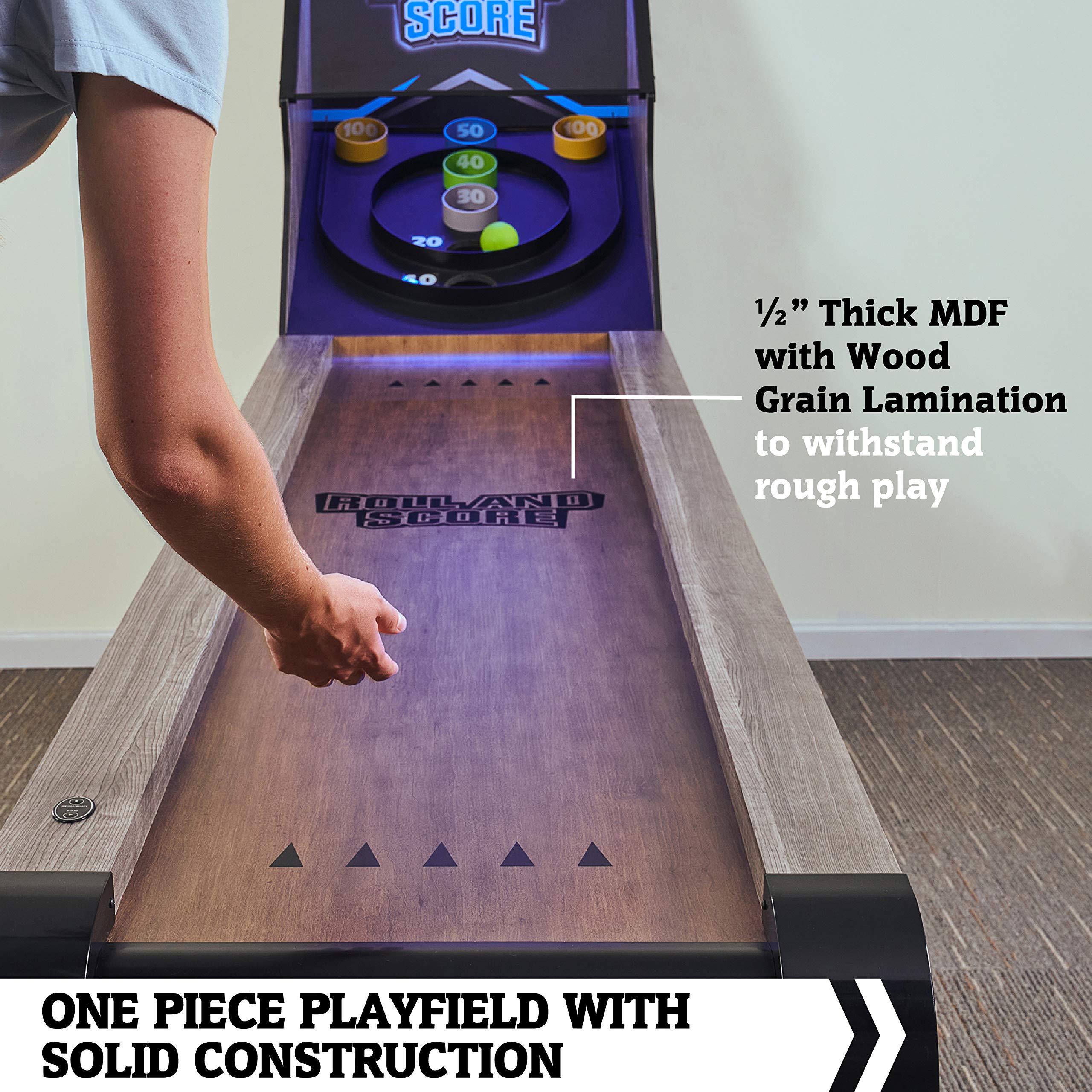 Hall of Games 108 Roll and Score with LED Lights and Electronic Scorer, Brown/Black,9 Foot
