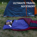 Vumos Sleeping Bag Liner And Camping Sheet - Silk Like Material For Travel - Has Full Length Zipper - Blue