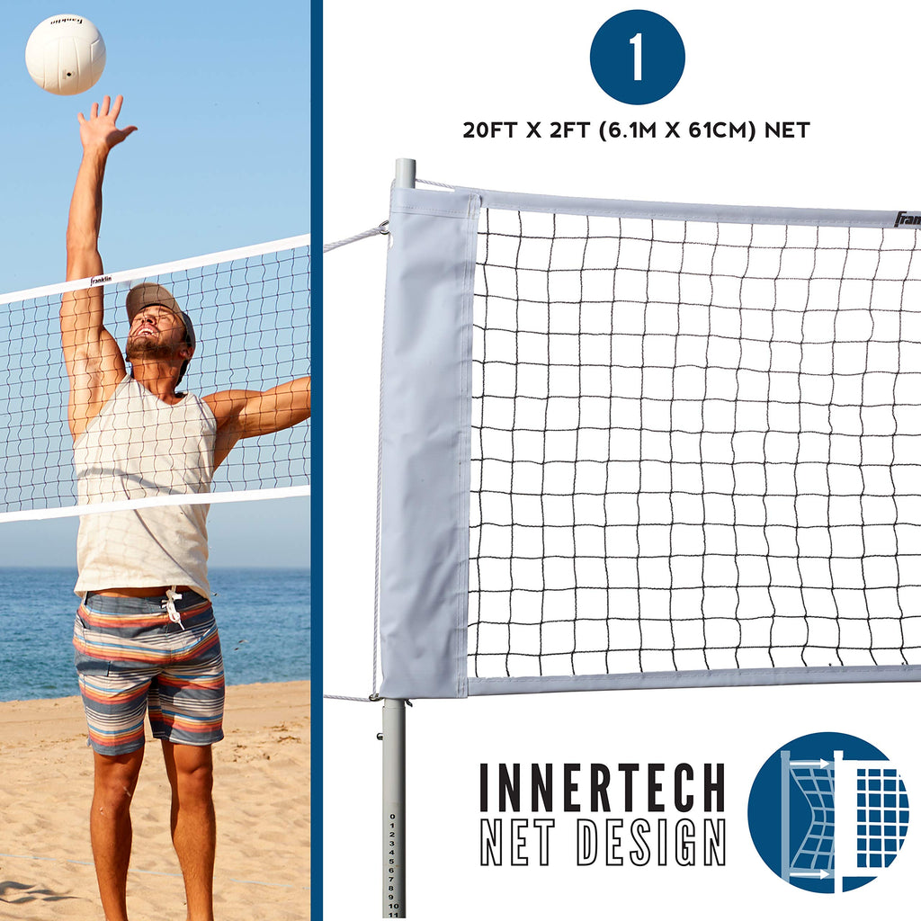Franklin Sports Volleyball Set - Backyard Volleyball Net With Ball, Portable Net & Ground Stakes - Beach Or Backyard Outdoor Gam