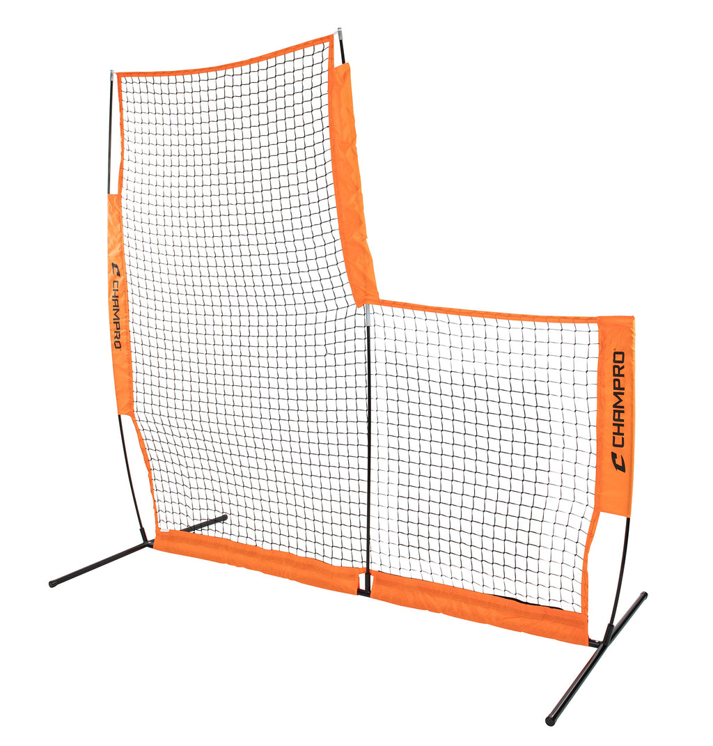 Champro Mvp Portable Lightweight Protective L-Screen, Baseball/Softball Pitcher'S Net, 7' X 7' Orange