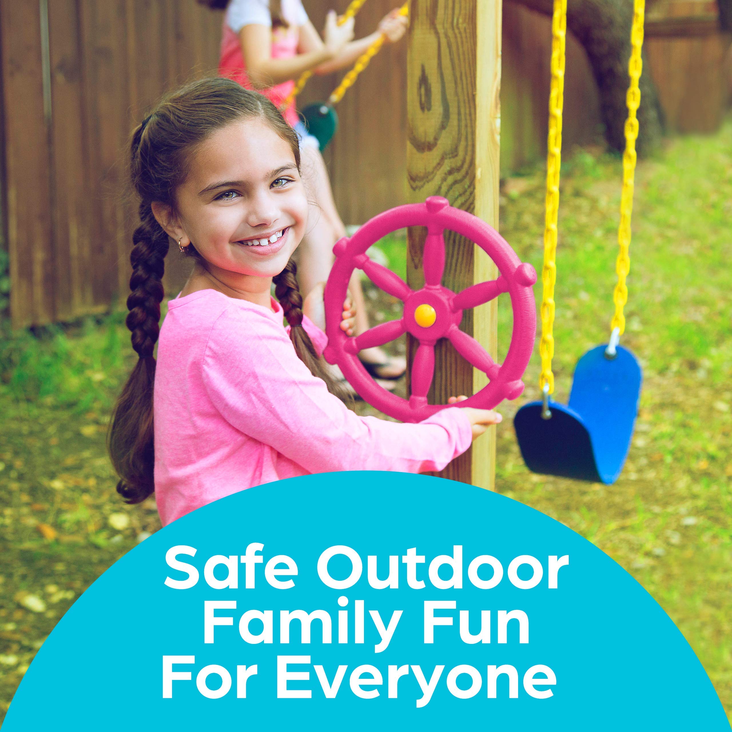 Jungle Gym Kingdom Swing Set Accessories - Pirate Ship Steering Wheel For Kids Outdoor Playhouse, Treehouse & Backyard Playset -