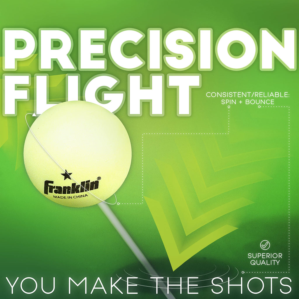 Franklin Sports Glow In The Dark Ping Pong Balls - Official Size + Weight 40Mm Table Tennis Balls - One Star Glow In The Dark Pi