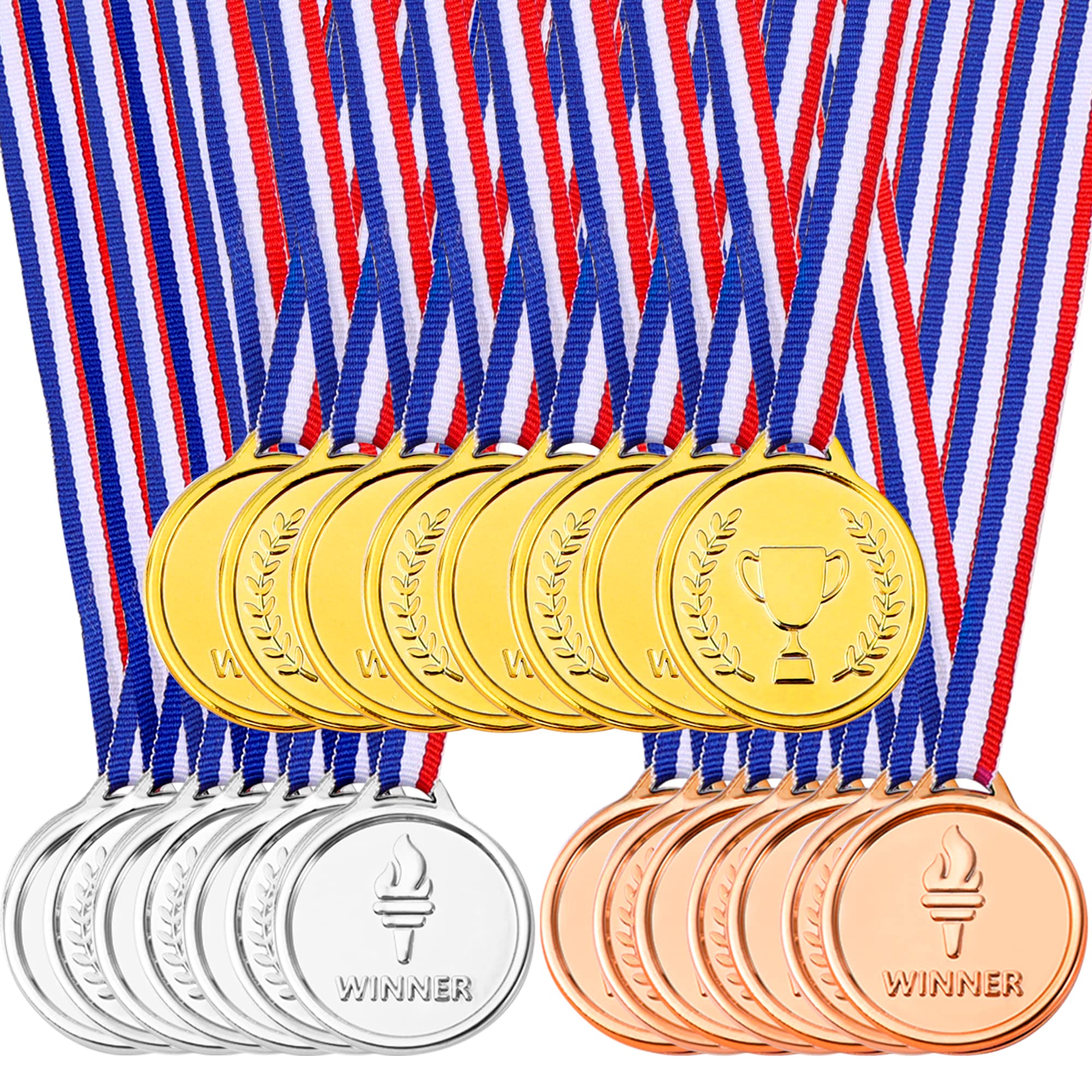Pllieay 48 Pieces Plastic Winner Medals, Winner Award Medals, Gold Silver And Bronze Medals For Sports, Competition, Talent Show