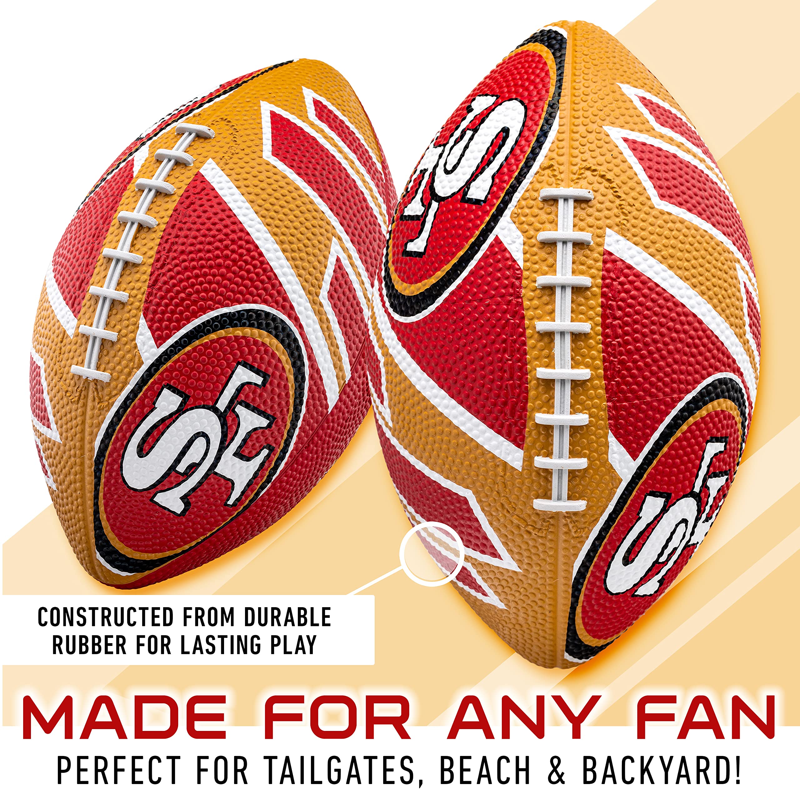 Franklin Sports Nfl San Francisco 49Ers Football - Youth Football - Mini 8.5'' Rubber Ball - Perfect For Kids - Team Logos And C