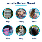 La Montana Mexican Blankets And Throws, 10 Pack, 74X50 - Made In Mexico, Lightweight Yoga Blanket For Schools, Studios, Outdoors