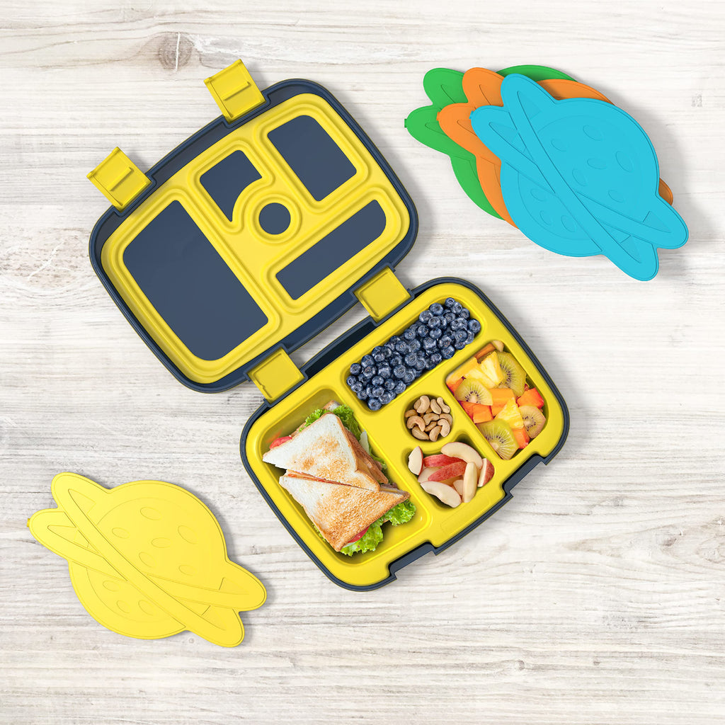 Bentgo Buddies Reusable Ice Packs - Slim Ice Packs for Lunch Boxes, Lunch Bags, and Coolers - Multicolored 4-Pack (Planet)
