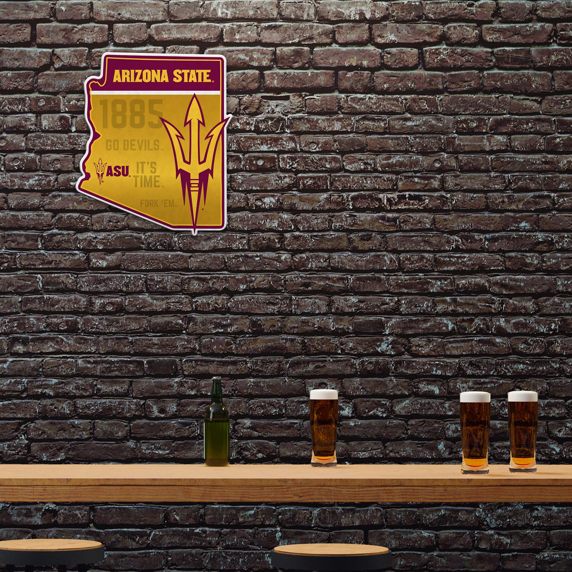 Rico Industries Ncaa Arizona State Sun Devils State Shape Shape Cut Pennant - Home And Living Room D  Cor - Soft Felt Ez To Hang