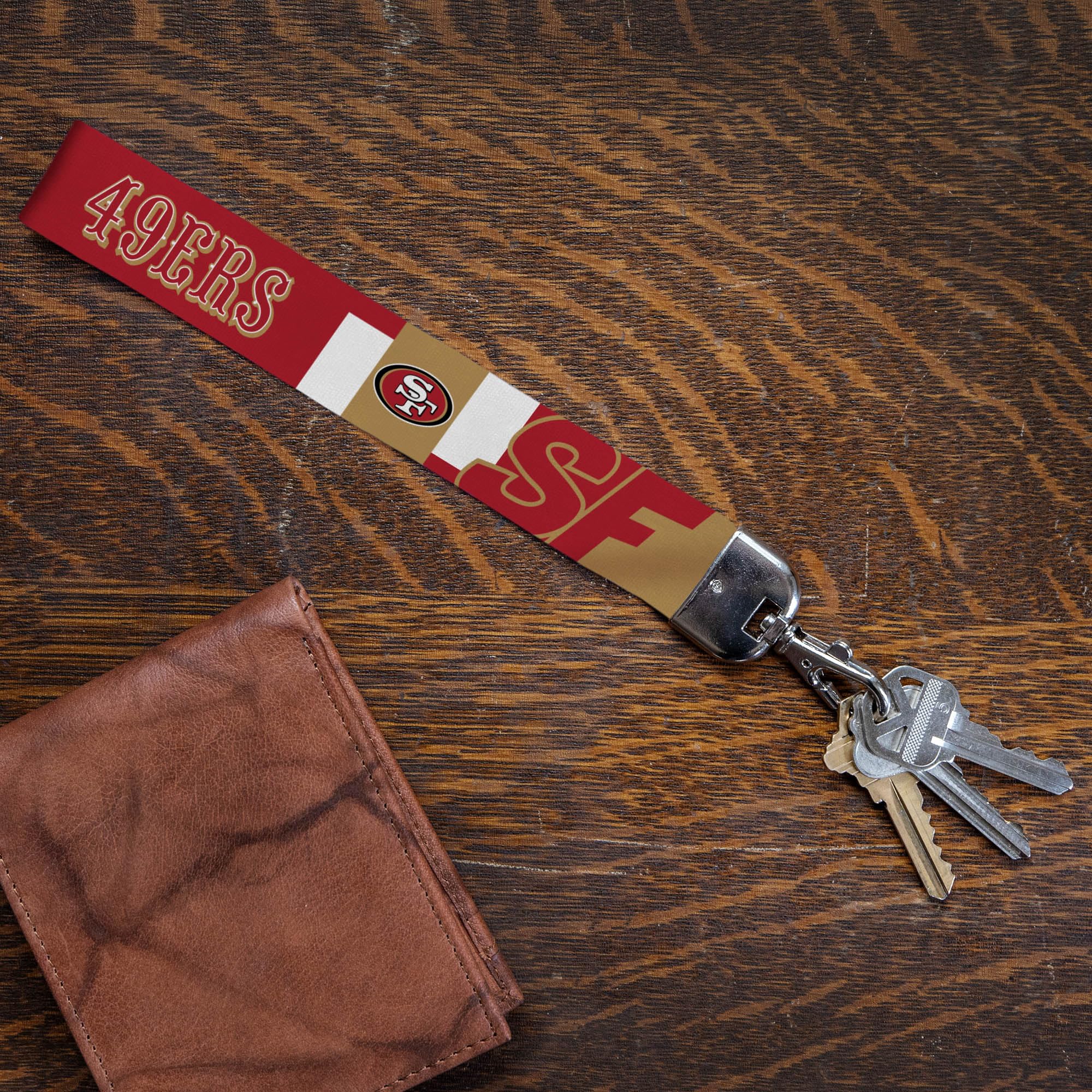 Rico Industries Nfl Football San Francisco 49Ers Standard Wrist Lanyard Key Chain, Cute Wristlet Strap Keychain Holder For Women