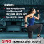 Spri Thumblock Wrist Weights - Arm Weights Set For Women And Men - Upper Body Conditioning And Endurance Tool - For Home Gym And