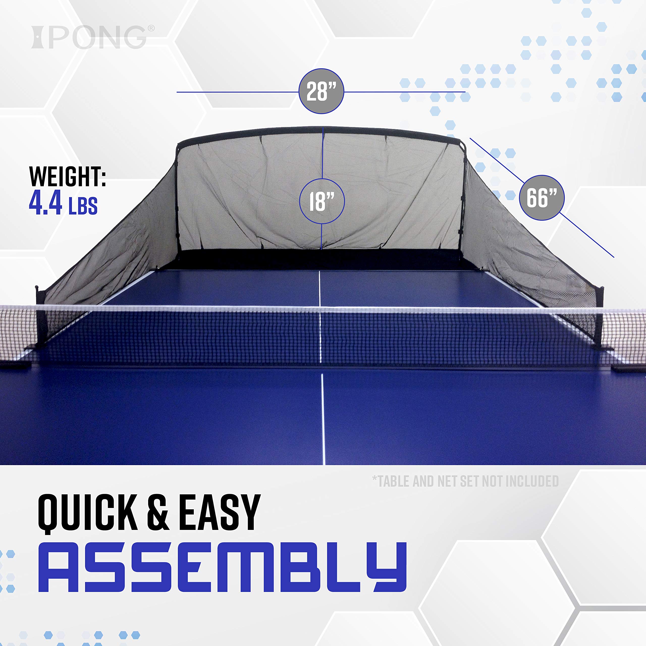 Ipong Carbon Fiber Table Tennis Ball Catch Net - Practice Net Attaches To Ping Pong Table For Ball Collection During Table Tenni