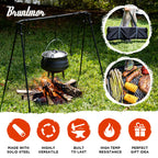 Bruntmor Large Outdoor Campfire Grill Camping Open Fire Cooker Stand Swing Away Hanging Grill Equipment For Fire Pit Stand Campf