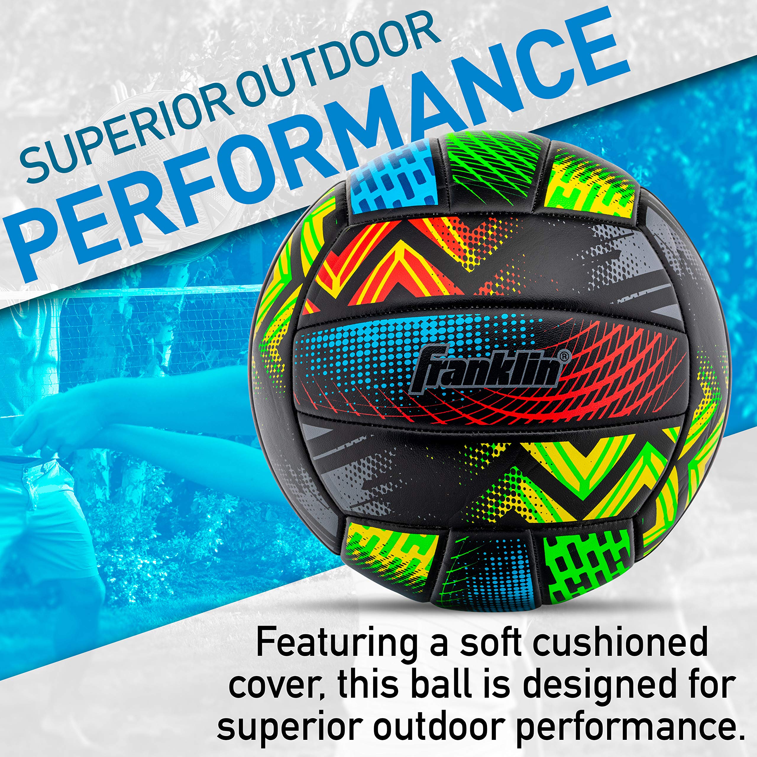 Franklin Sports Mystic Volleyball - Outdoor + Beach Volleyball - Backyard And Beach Ball Set - Synthetic Leather Cushioned - Air