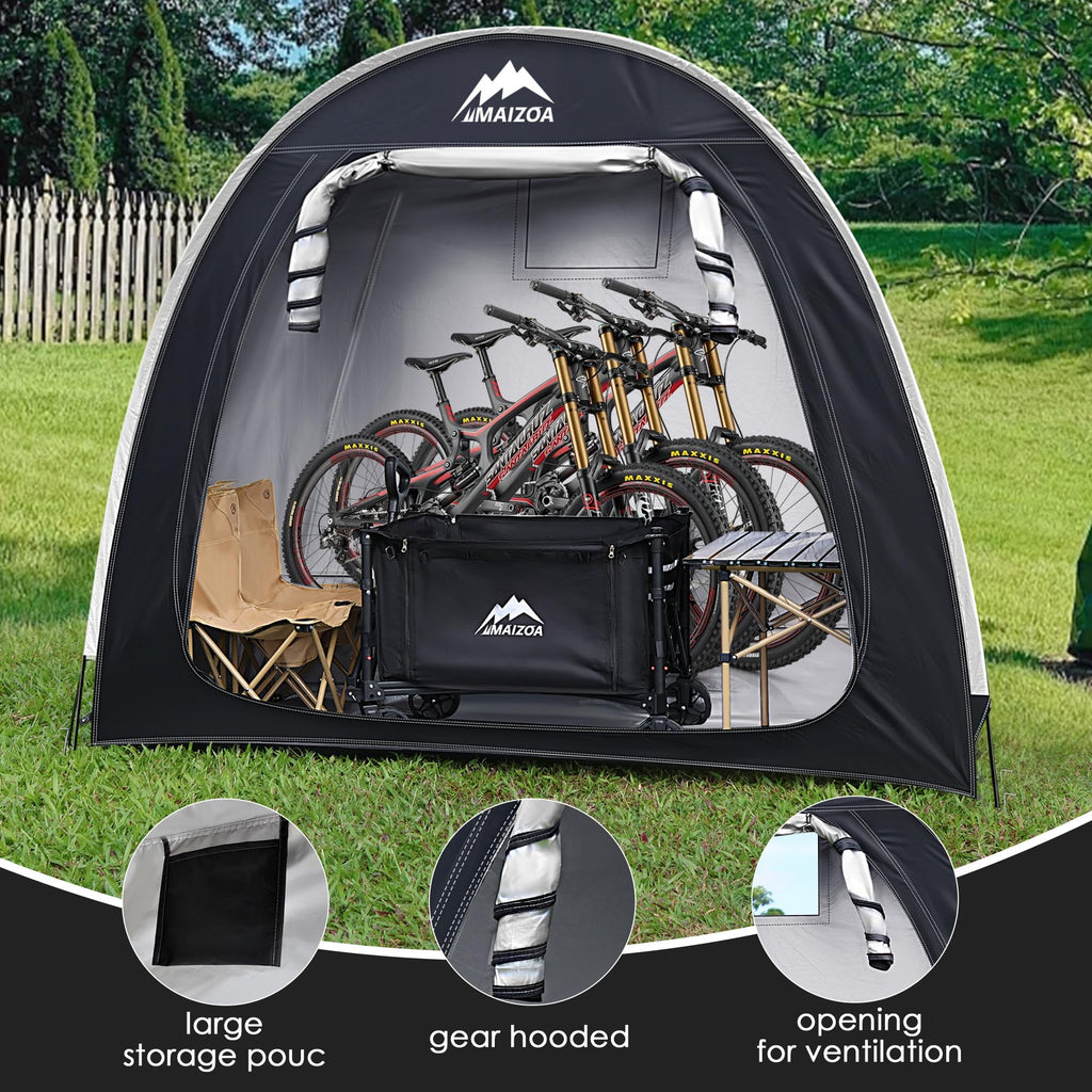 Maizoa Outdoor Bike Covers Storage Shed Tent,210D Oxford Thick Waterproof Fabric,Outdoor Aluminum Alloy Bracket Bicycle Storage