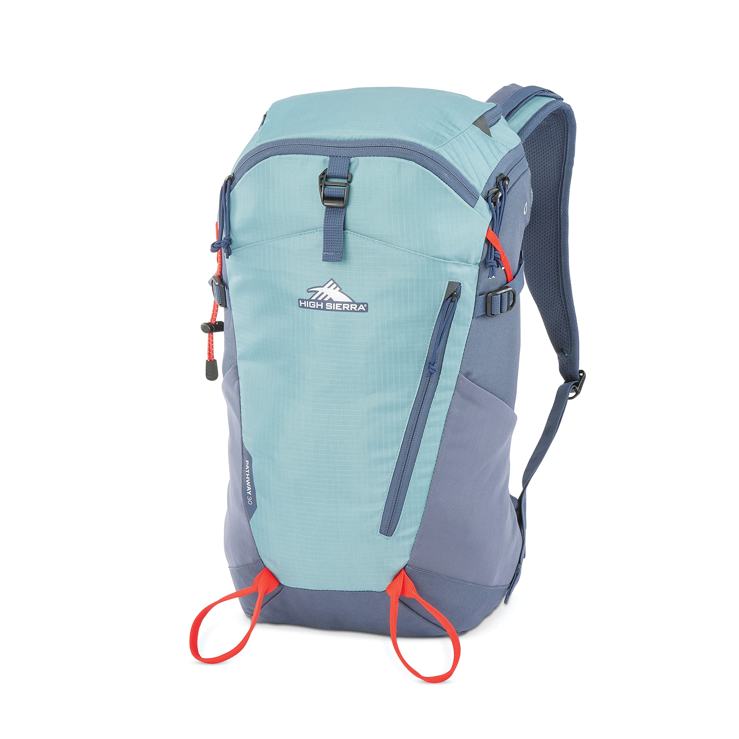 High Sierra Pathway 2.0 Backpack with Hydration Storage Sleeve, for Hiking, Biking, Camping, Traveling, Arctic Blue, 30L