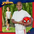 Marvel Spider-Man Soccer Ball, Mask and Webs Design Youth Kids Futbol, Multi, Size 5, Red Combo