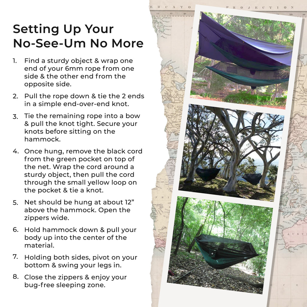 Hammock With Mosquito Net - Fully Reversible Bug Free Hammock Tent, Extra Large Sleeping Space, Bug Proof Netting & Suspension -