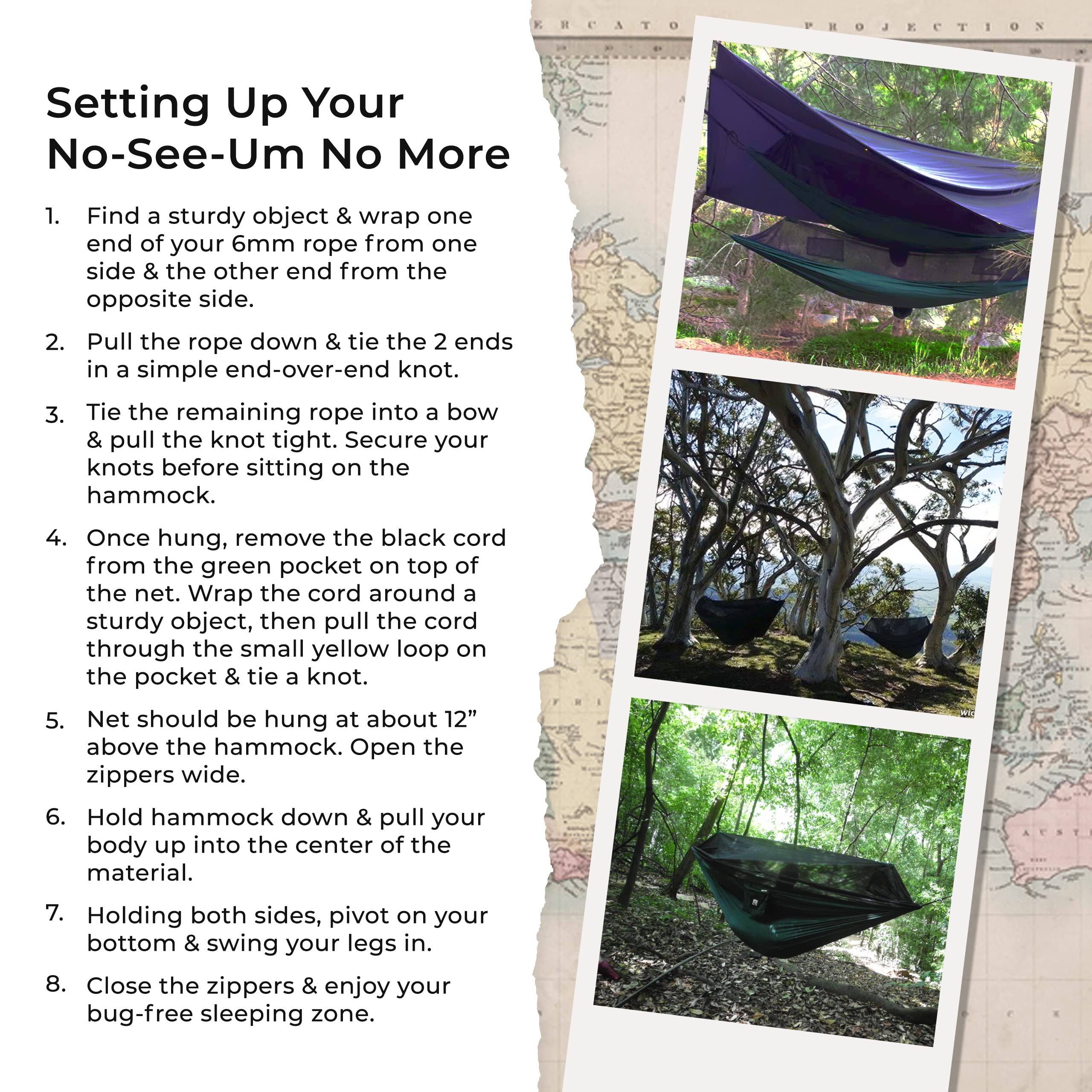 Hammock With Mosquito Net - Fully Reversible Bug Free Hammock Tent, Extra Large Sleeping Space, Bug Proof Netting & Suspension -