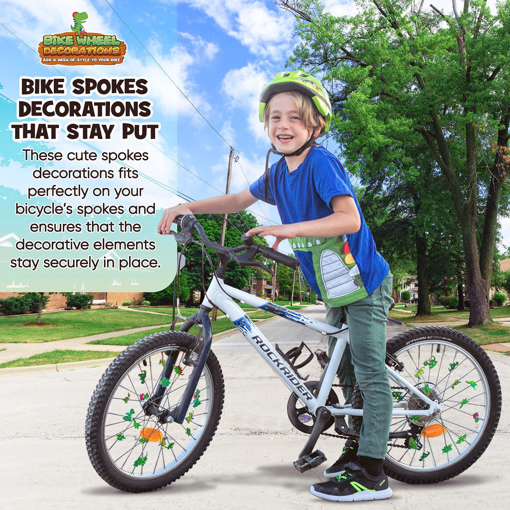 Bike Wheel Dinosaurs Spokes - 36 Kit - Cute Biking Accessories For Kids - Bicycle Spokes Decorations - Cool Cycling Gear Gift Fo