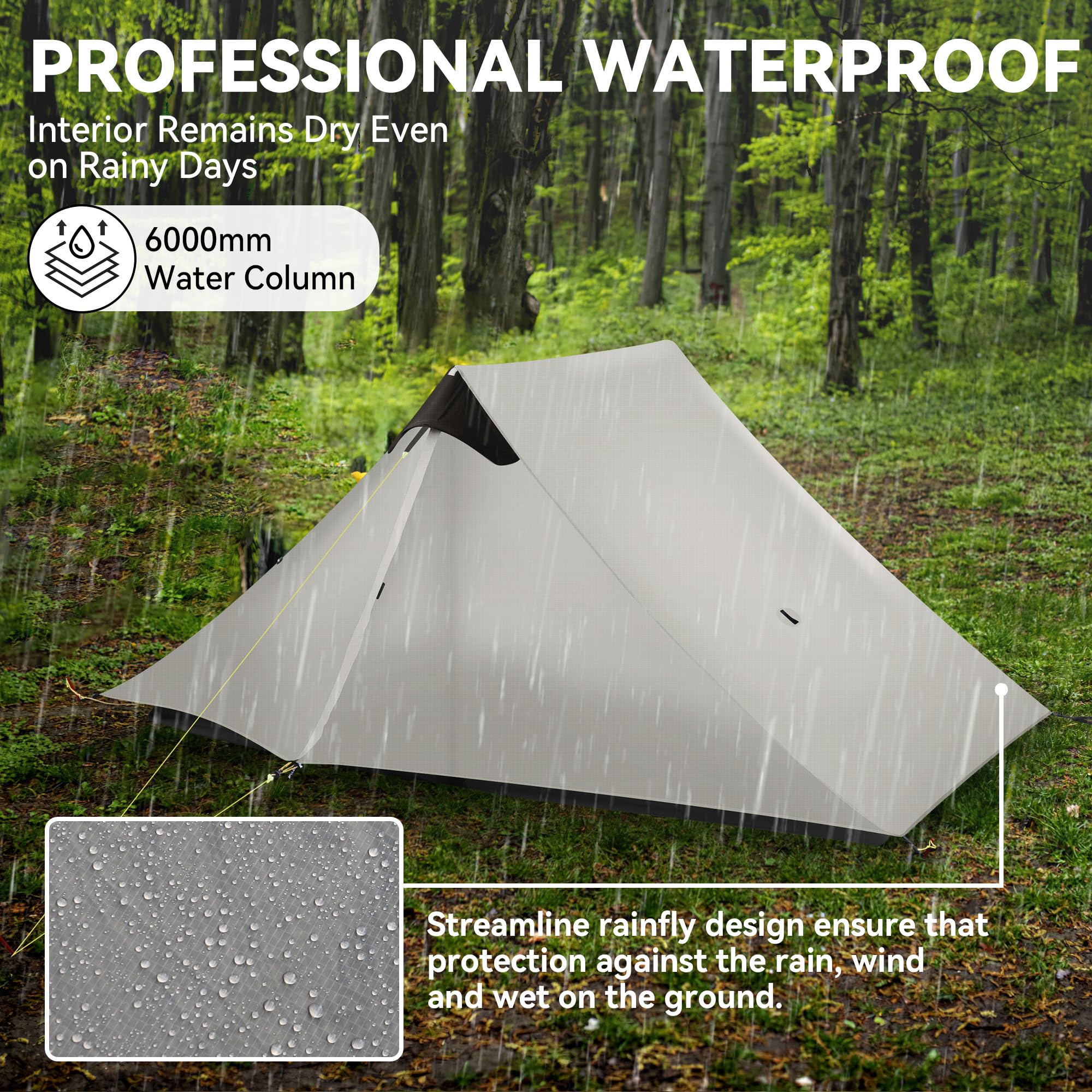 Ultralight Tent 3-Season Backpacking Tent 2 Person Camping Tent, Outdoor Lightweight Lanshan Camping Tent Shelter For Camping, T