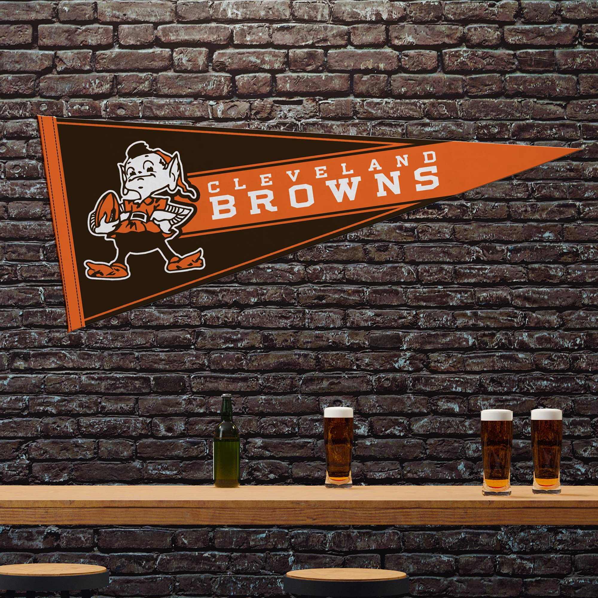 Rico Industries Nfl Football Cleveland Browns Retro 12'' X 30'' Felt Wall D  Cor Pennant - Great For Home/Bed Room/Man Cave D  C