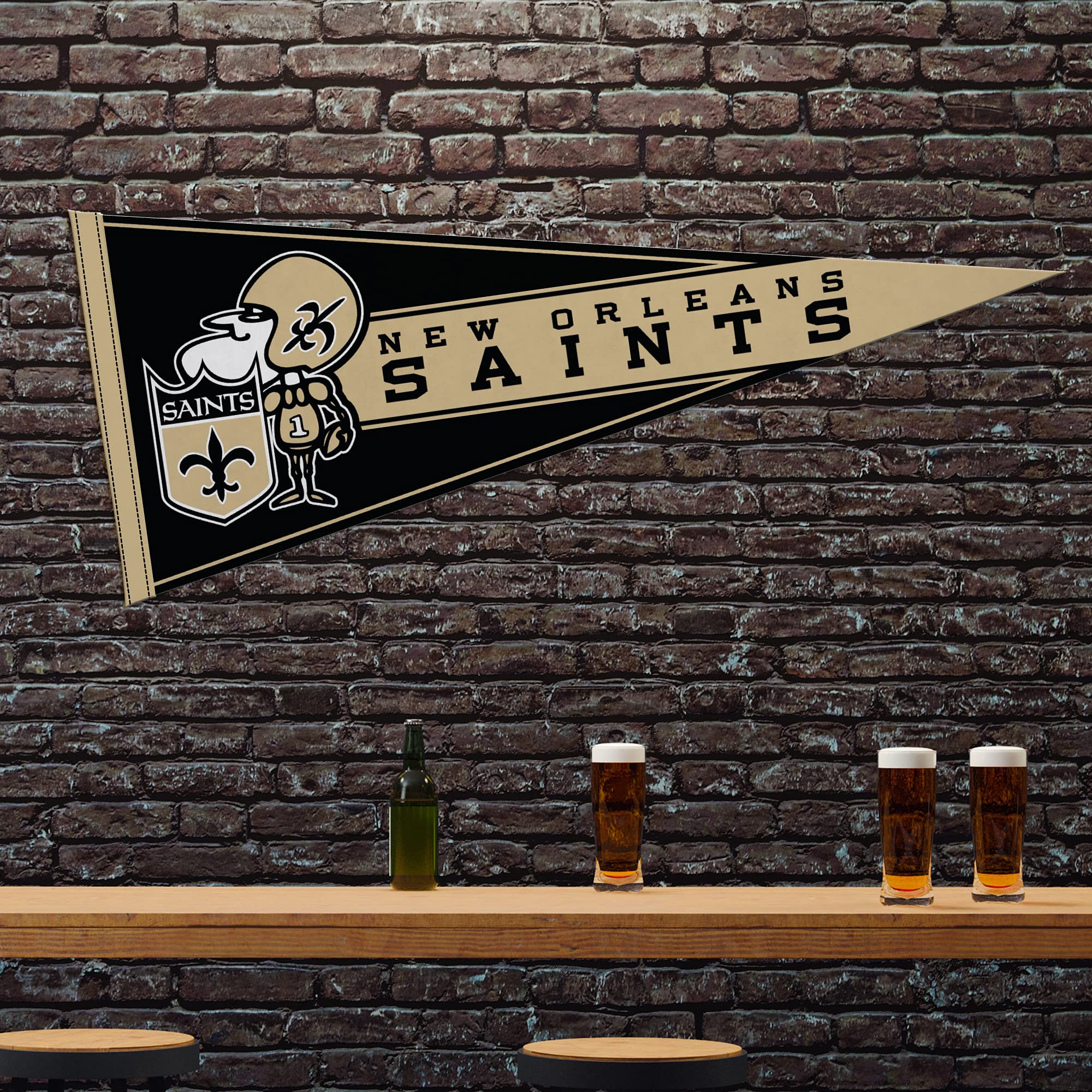 Rico Industries Nfl Football New Orleans Saints Retro 12'' X 30'' Felt Wall D  Cor Pennant - Great For Home/Bed Room/Man Cave D