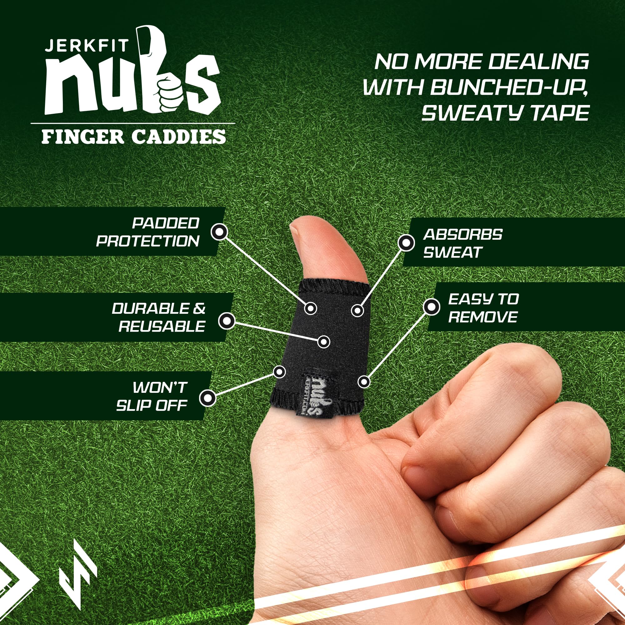 Jerkfit Nubs, Finger Caddies - Thumb And Finger Sleeves To Prevent Golf Blisters. (Black, Medium)