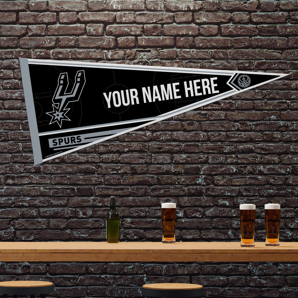 Rico Industries Nba Basketball San Antonio Spurs Personalized - Custom 12'' X 30'' Soft Felt Pennant - Ez To Hang