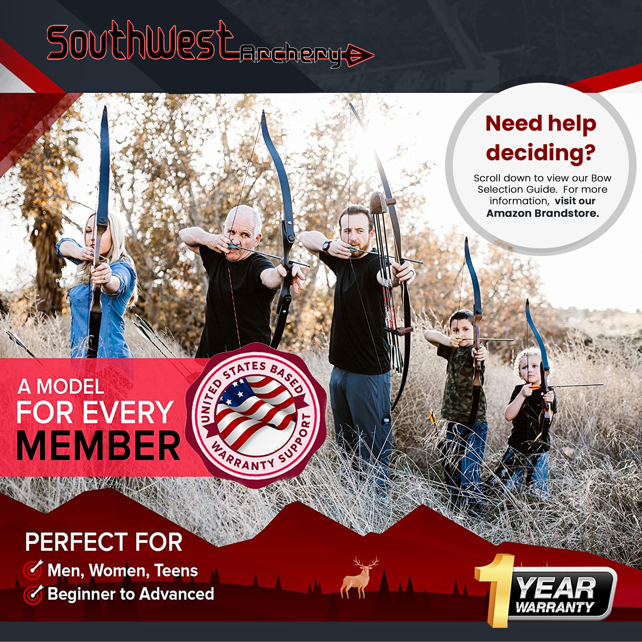 Southwest Archery Tigershark Takedown Recurve Bow - 62 Hunting Bow - Left & Right Handed - Draw Weights In 16Lb-60Lb - Usa Based
