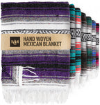 Hydration Nation Authentic Extra Large Mexican Blanket (70X50) - Handwoven Yoga, Serape - Artisanal Falsa, Beach, Camping, Picni