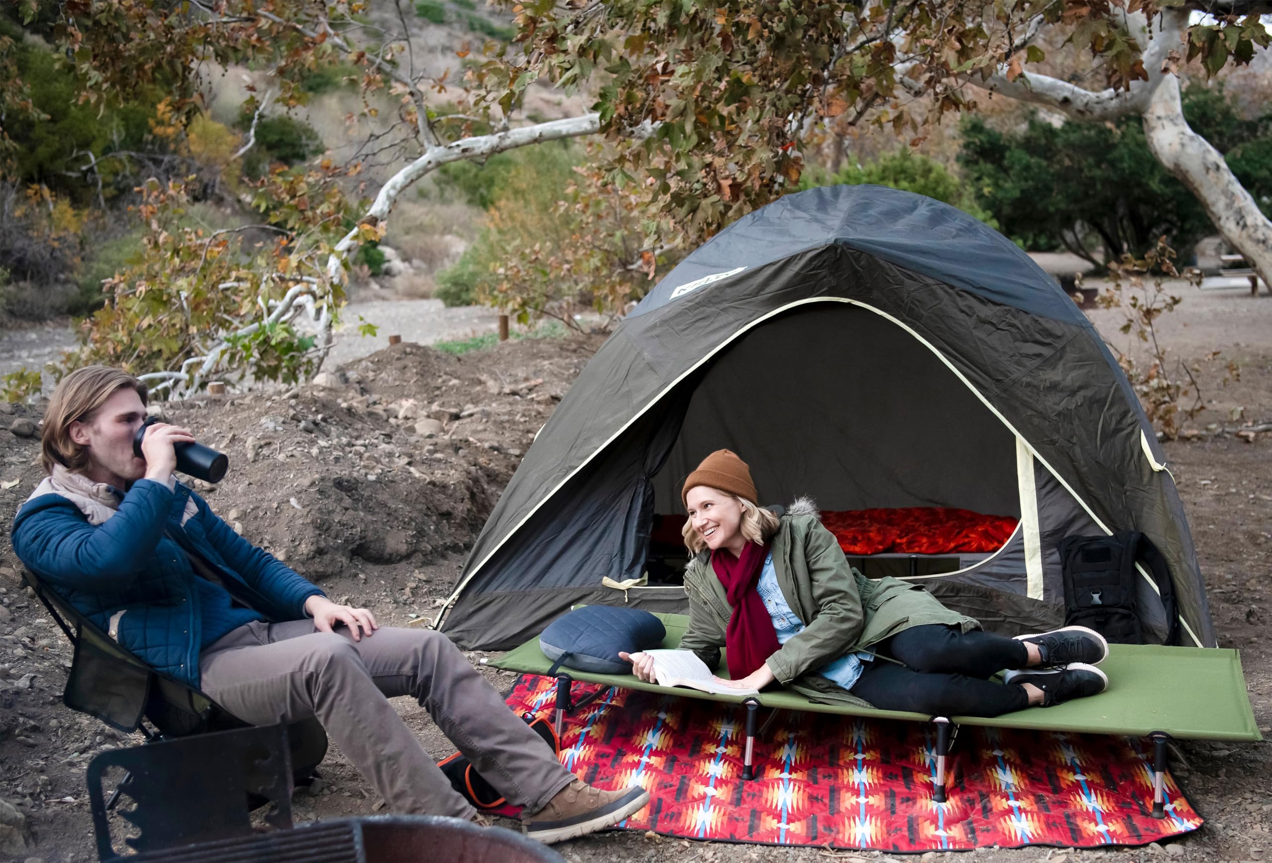 Marchway Lightweight Folding Tent Camping Cot Bed With Lever Lock, Easy Setup Portable Compact For Outdoor Travel, Hunting, Hiki