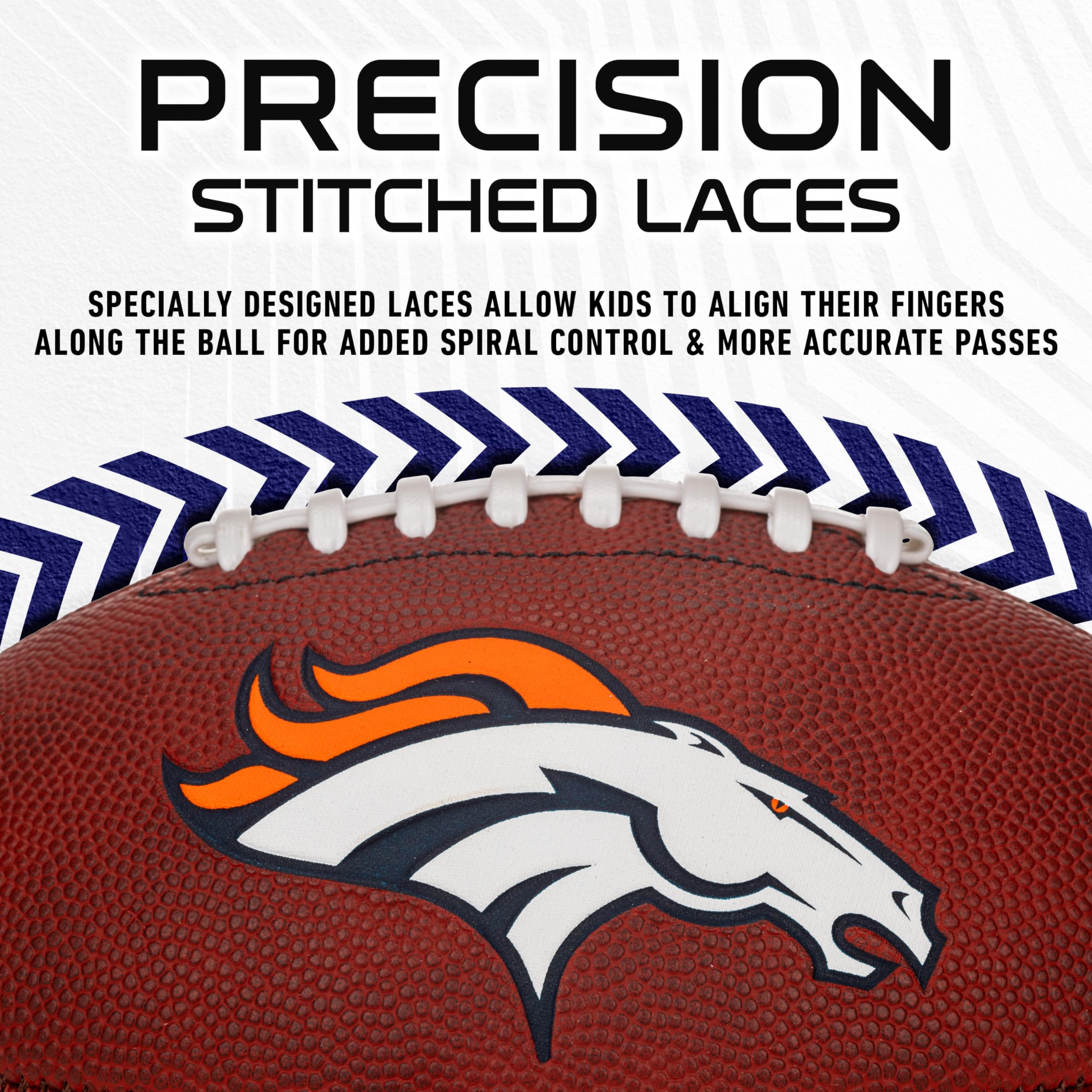 Franklin Sports Nfl Denver Broncos Football - Youth Junior Size Football For Kids - Official Nfl Team Logo + Colors Youth Ball -