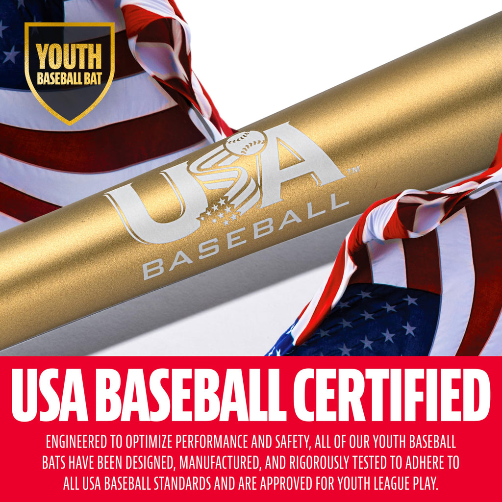 Franklin Sports Metal Youth Baseball Bat - Heist Kids Bats For Ages 8-12 - 2 5/8'' Inch Big Barrel - Youth Drop -9 - Usa Basebal