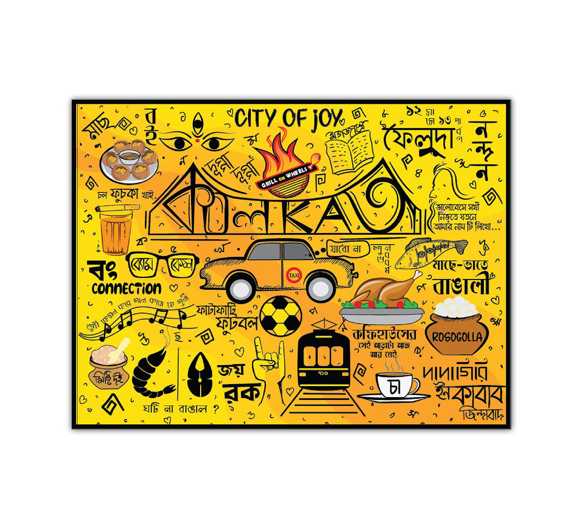 Kolkata Theme Fridge Magnets Souvenir/Refrigerator/Gift/Fridge Decorations Wooden Multicolor Fridge Magnets (2.5 x 3.5 Inch) Pa
