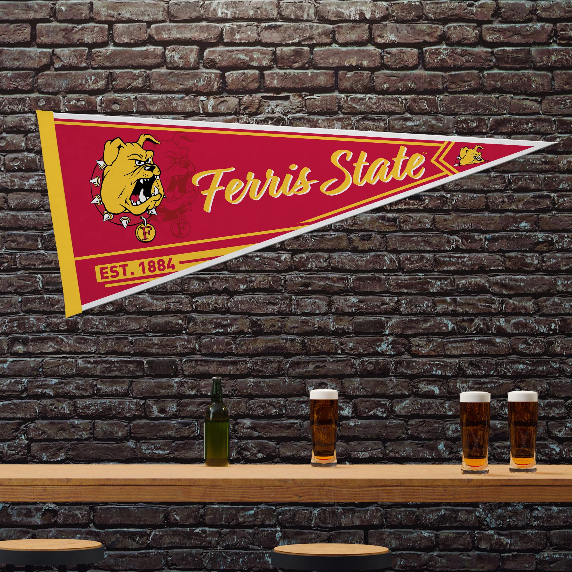 Rico Industries Ncaa Ferris State Bulldogs Classic 12'' X 30'' Felt Wall D  Cor Pennant - Great For Home/Bed Room/Man Cave D  Co