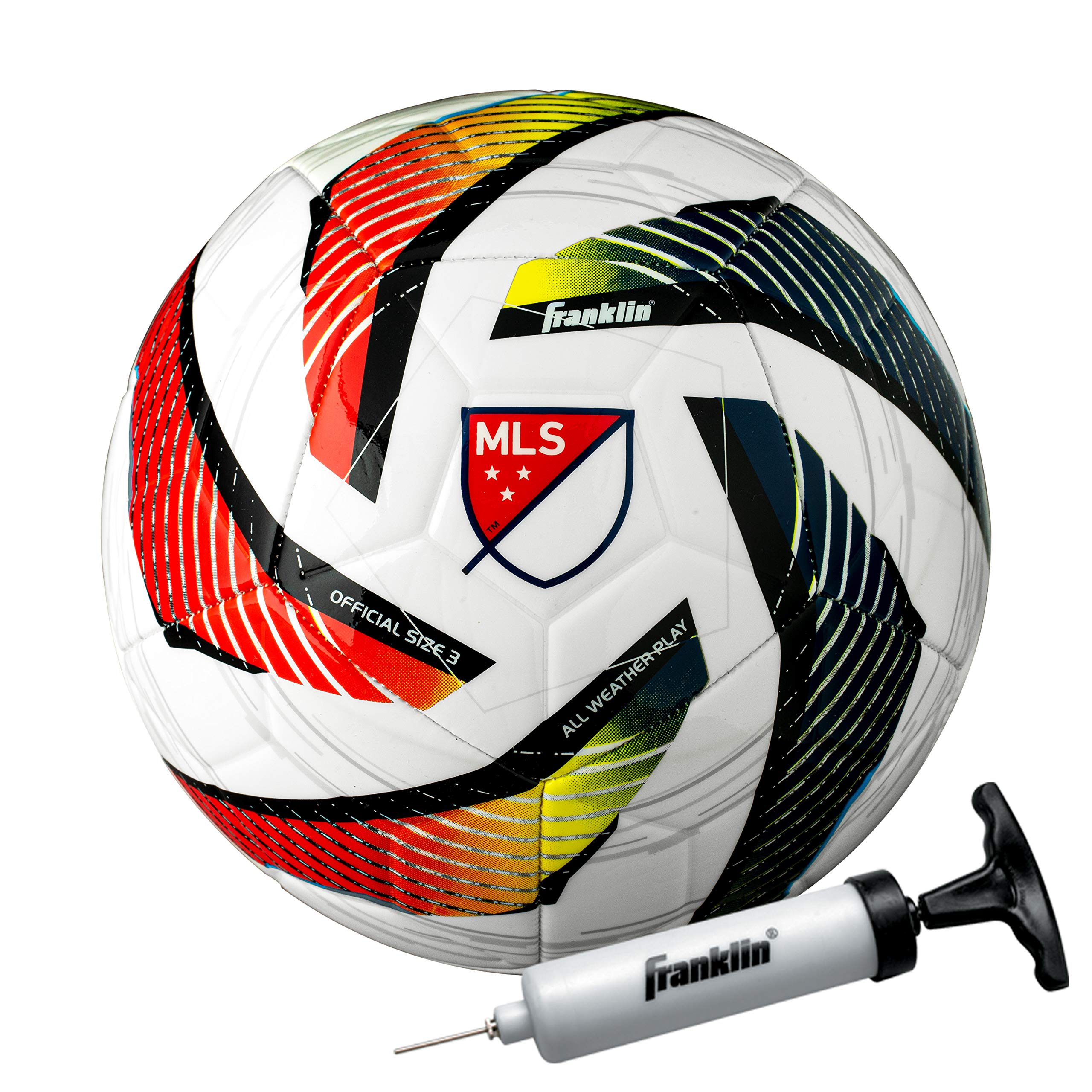 Franklin Sports Mls Tornado Kids Soccer Ball - Size 3 Youth Soccer Ball - Soft Cover - Great For Kids And Toddlers - Air Pump In
