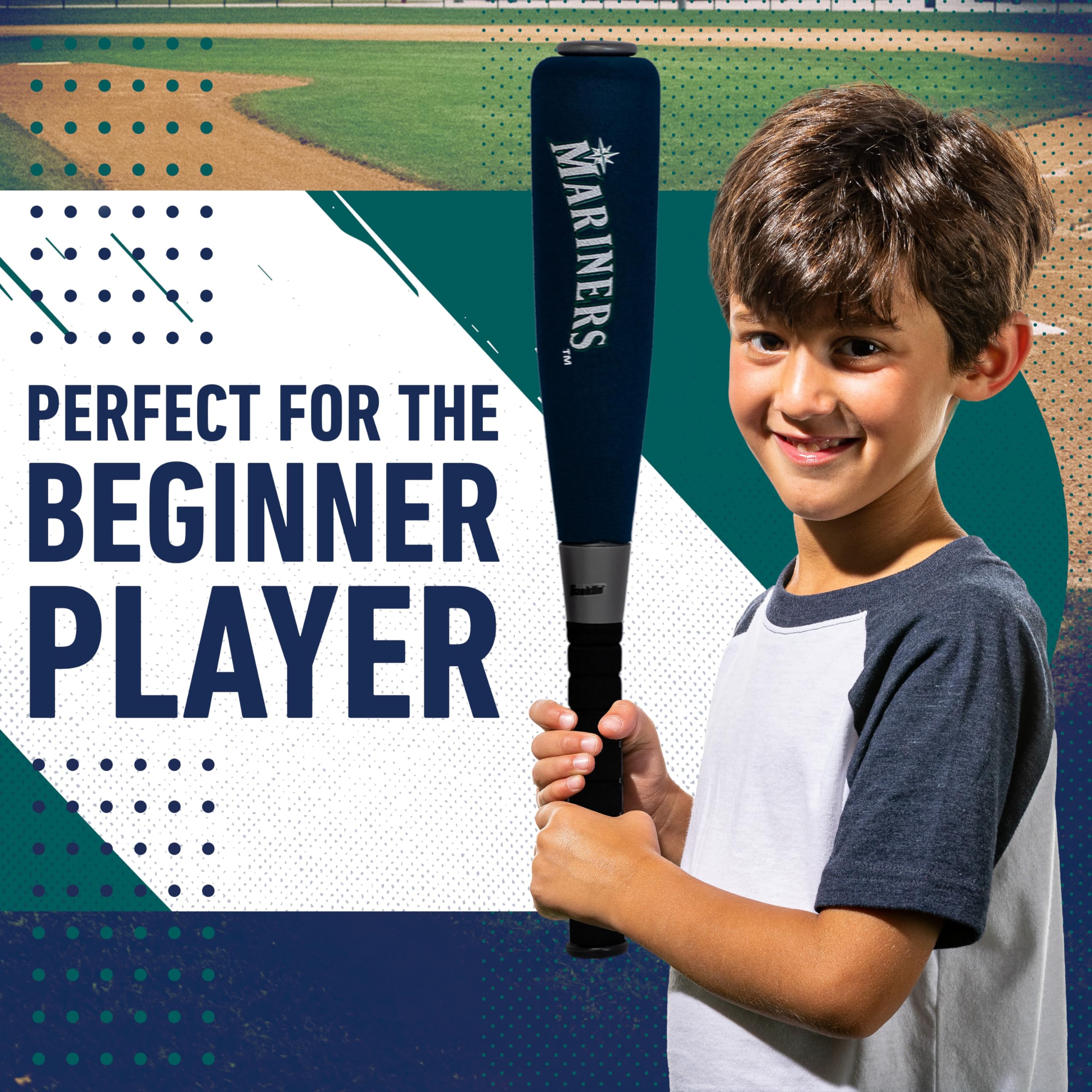 Franklin Sports Seattle Mariners Foam Bat & Ball Set - 21'' Soft Jumbo Team Baseball Bat And Ball Team Logo - Mlb Official Licen