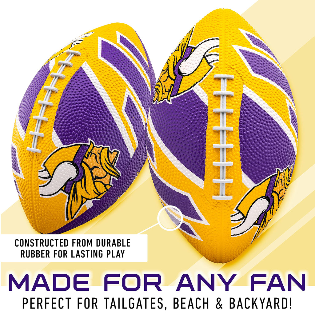 Franklin Sports Nfl Minnesota Vikings Football - Youth Football - Mini 8.5'' Rubber Ball - Perfect For Kids - Team Logos And Col