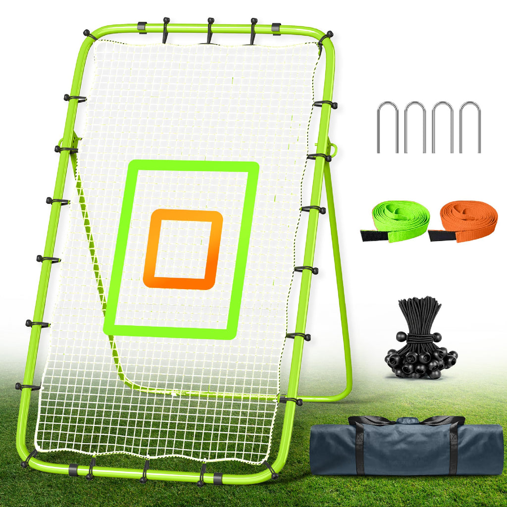Volleyball Rebounder Net 7x4 Ft, 5-Angle Adjustable Rebounder Net with 2 Target Stripes & Portable Travel Bag, Durable Bounce Ba