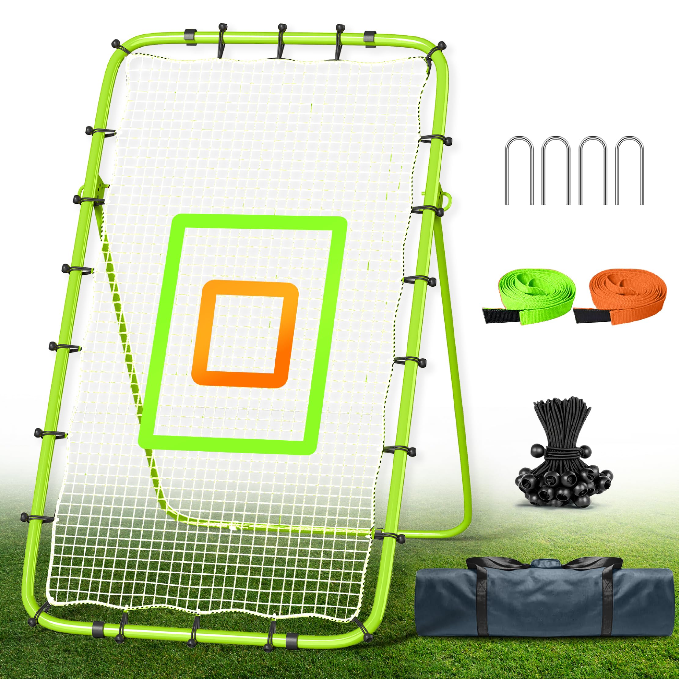 Volleyball Rebounder Net 7x4 Ft, 5-Angle Adjustable Rebounder Net with 2 Target Stripes & Portable Travel Bag, Durable Bounce Ba