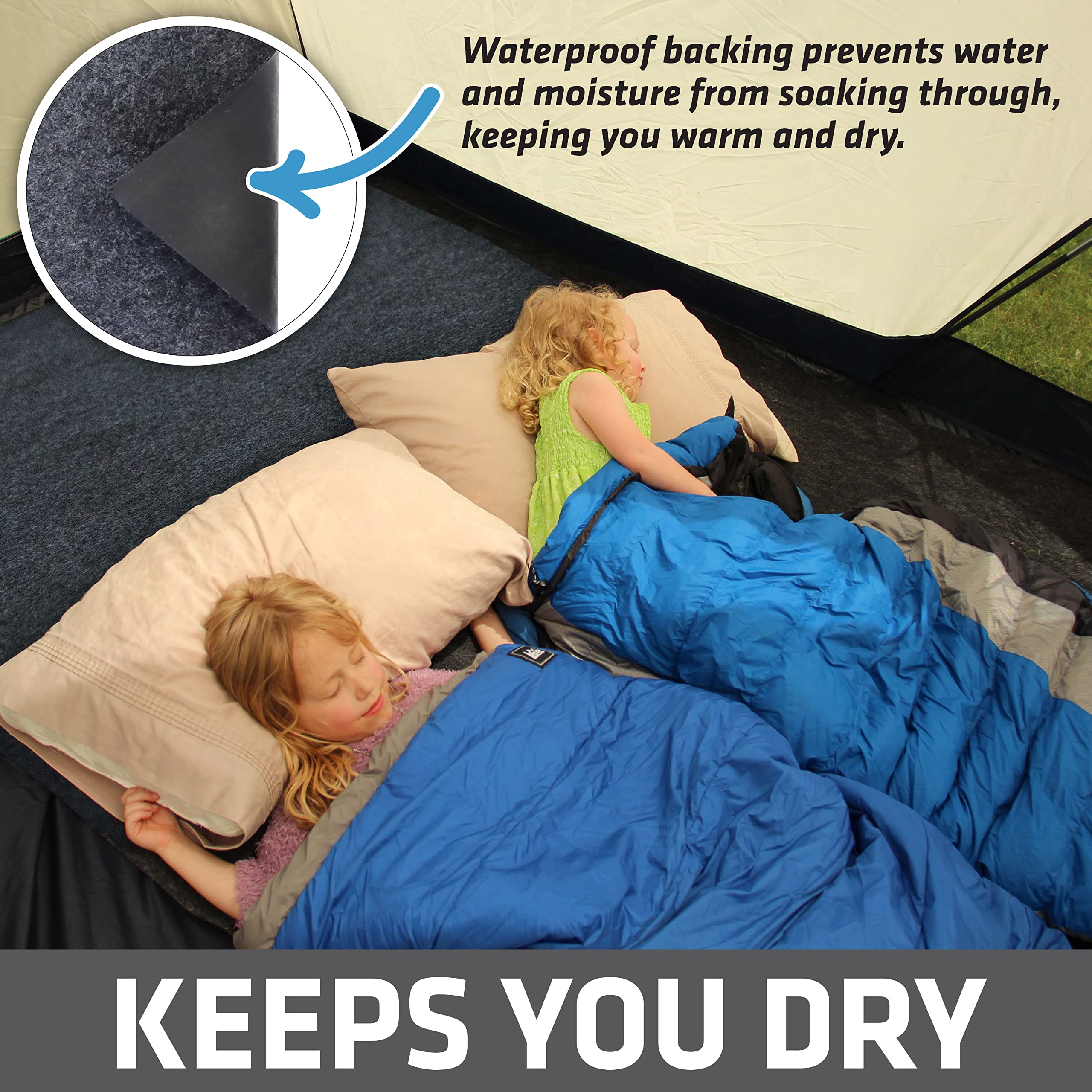 Drymate Tent Carpet Mat, Protective Waterproof Liner Keeps You Warm & Dry, Camping Floor Rug Accessory (60 X 74), Durable, Light
