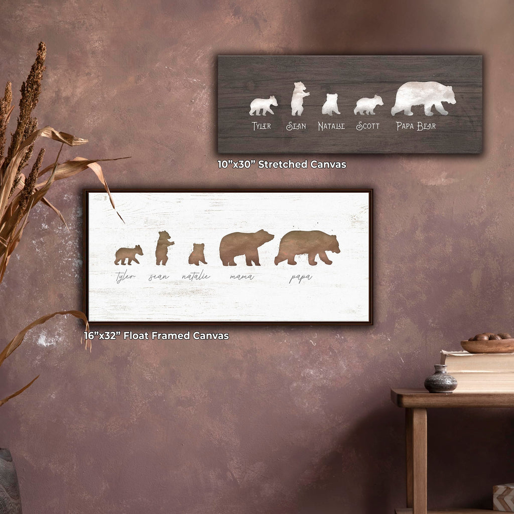 Mama Bear And Cubs - Personalized Mothers Day Gift From Children (6.5''X18'' Block Mount, 5 Cubs)