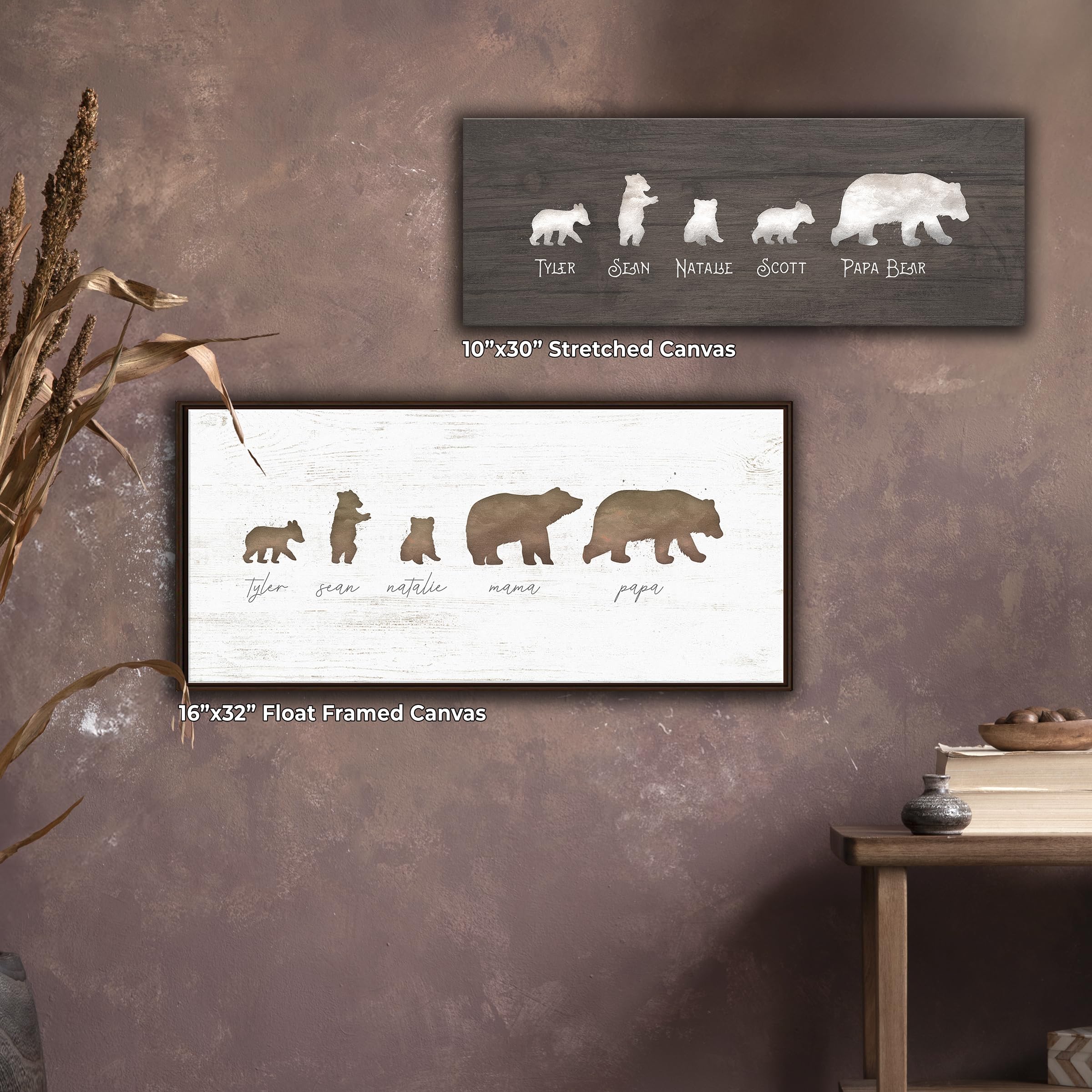 Mama Bear And Cubs - Personalized Mothers Day Gift From Children (6.5''X18'' Block Mount, 5 Cubs)
