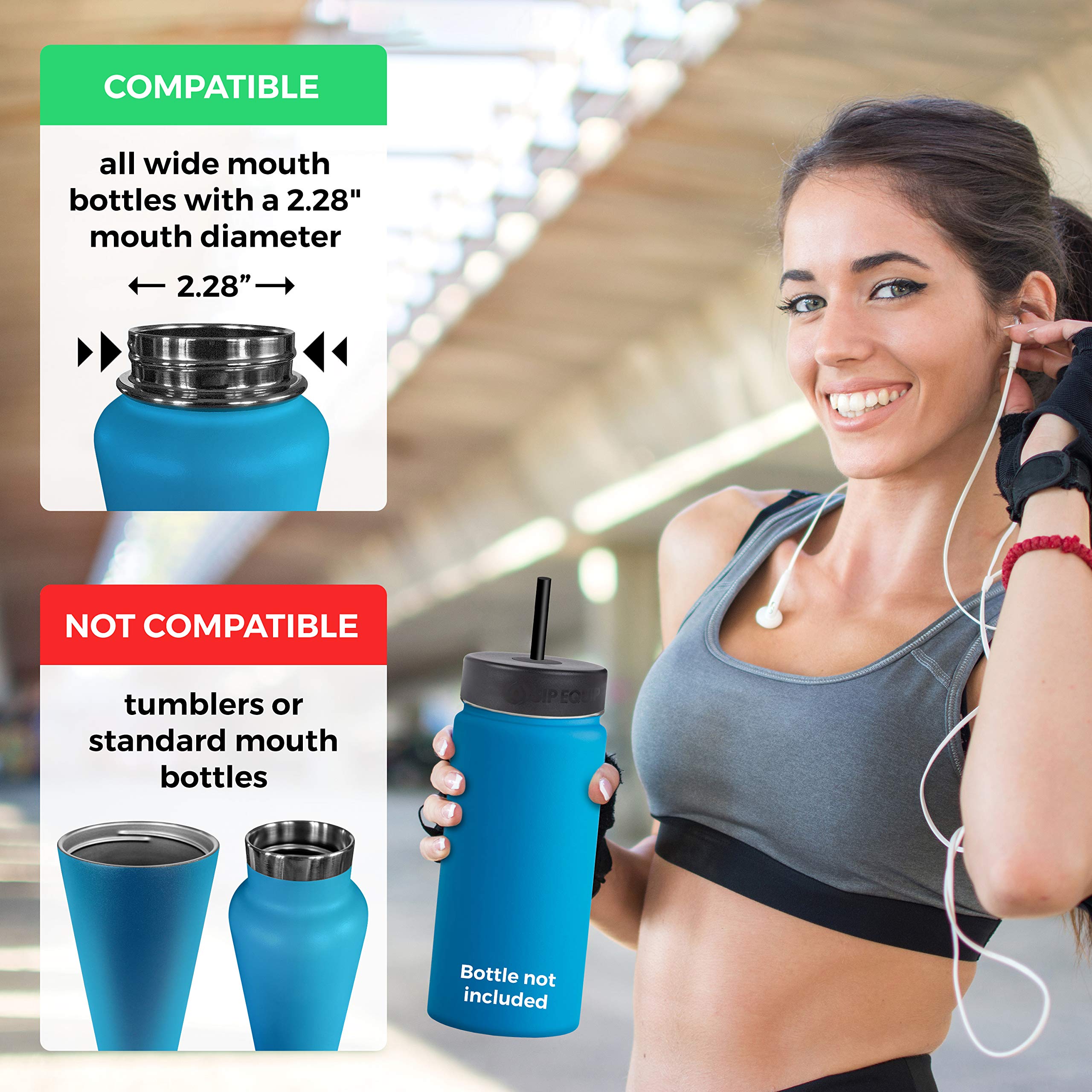 Sip Equip Wide Mouth Straw Lids (2 Pack), Compatible With Hydro Flask, Simple Modern, Hydro Cell, Thermoflask, Takeya, Vmini And