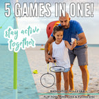 Franklin Sports Fun 5 Combo Outdoor Game Set - Backyard, Beach + Camping Games For Kids - Badminton, Volleyball, Flip Toss, Flyi