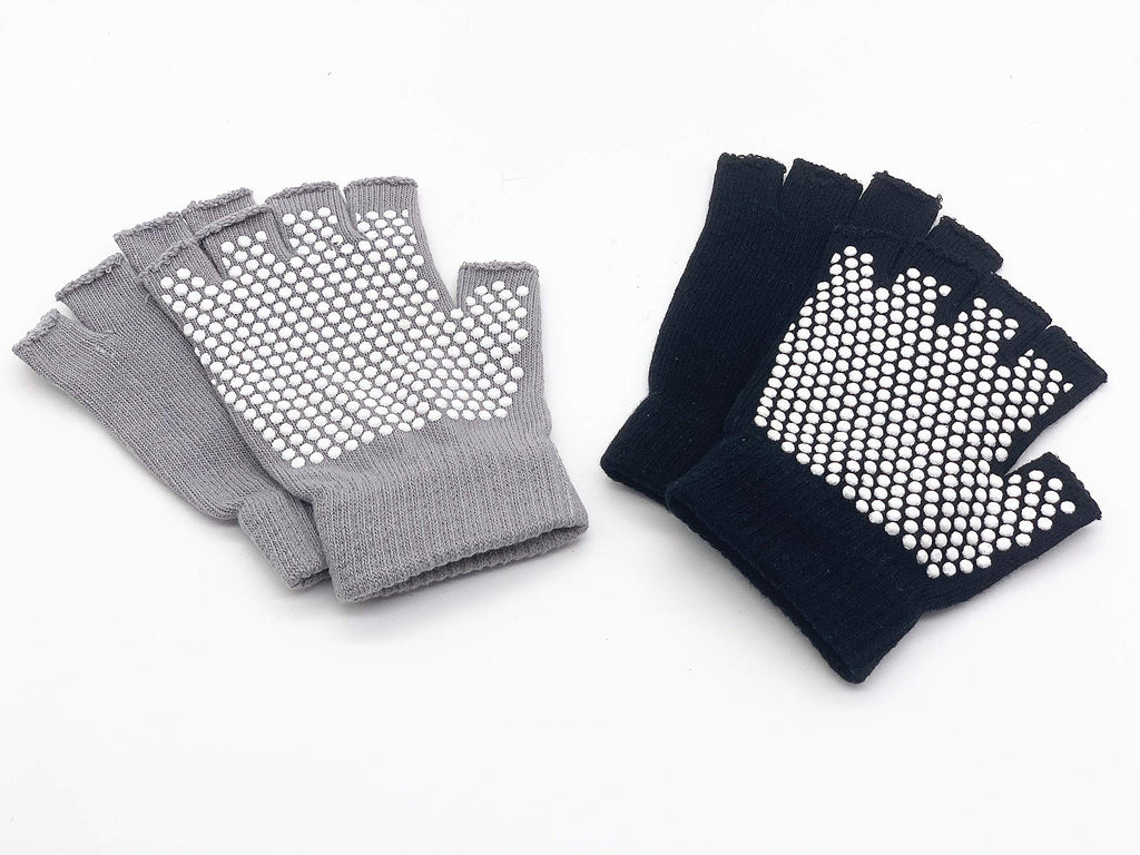 Yl Trd V 2 Packs Of Non Slip Fingerless Yoga Gloves Exercise Gloves Workout Gloves (With White Dots)